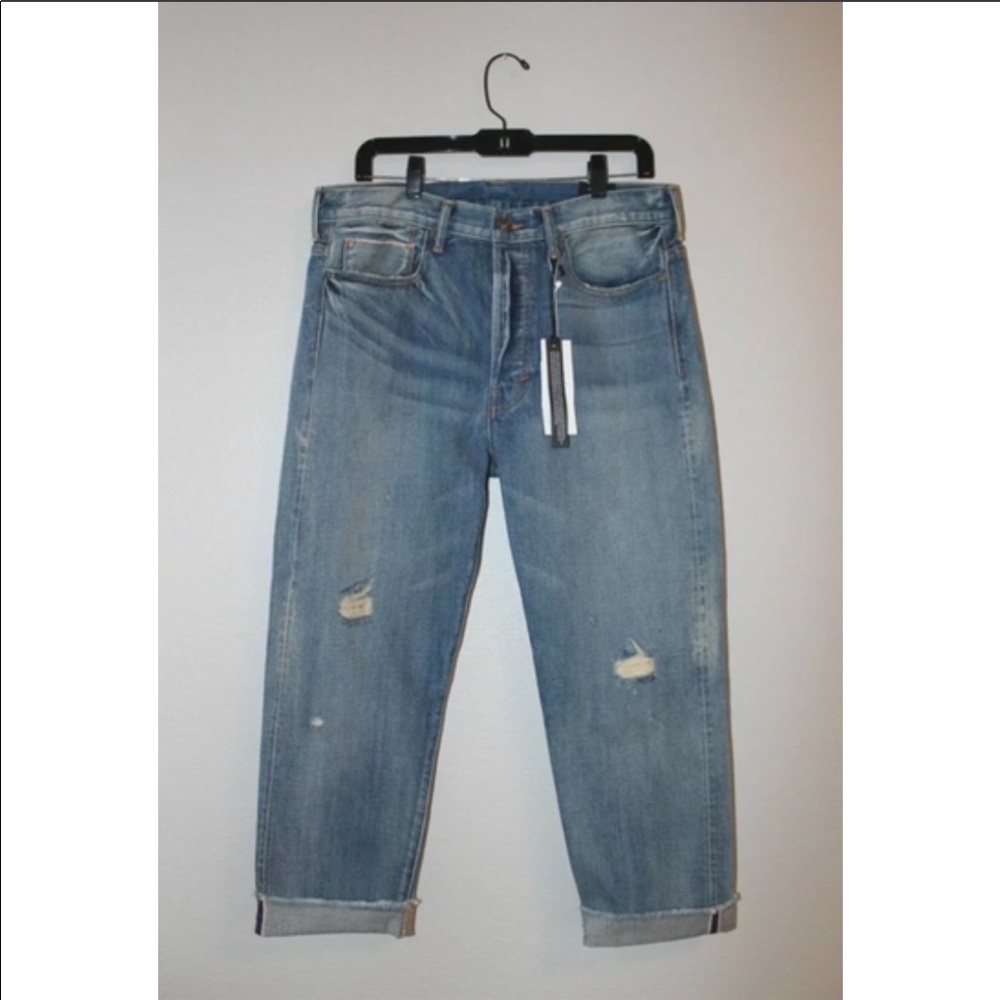 Vince Union Distressed Slouch Jeans Selvedge